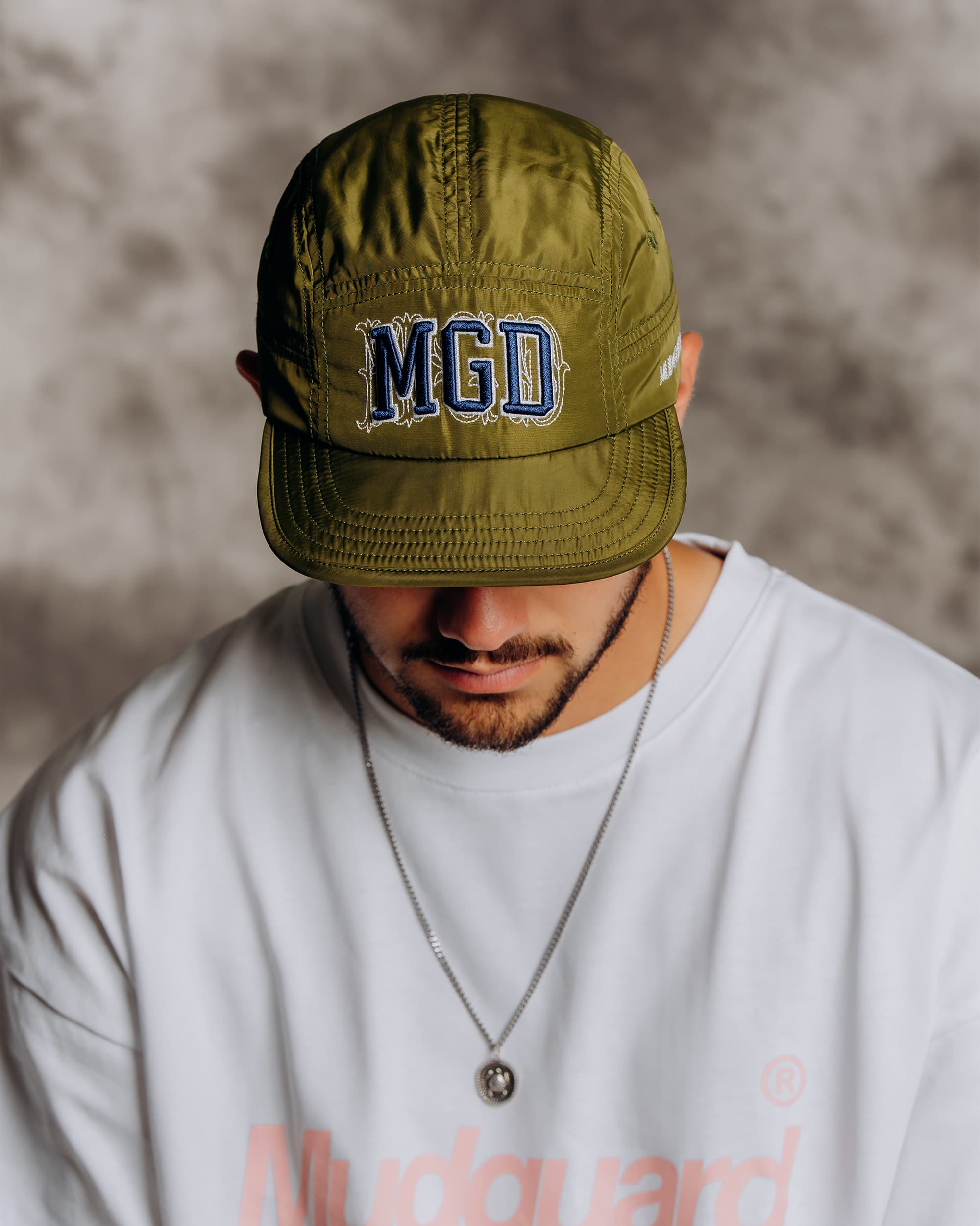 Mudguard Arch Flexfoam Sixpanel Hat Olive front view on model