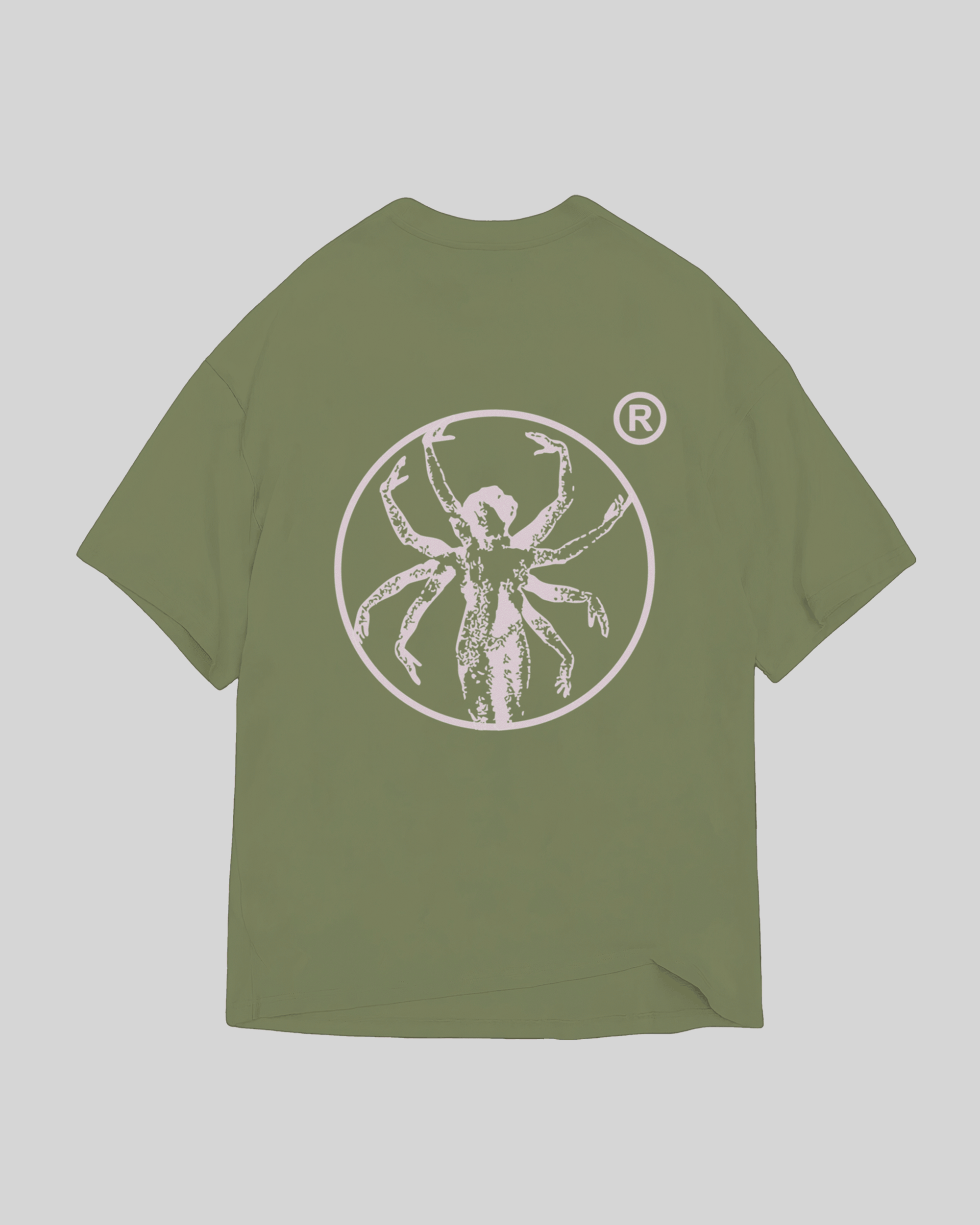 Green typographic t-shirt product back detail