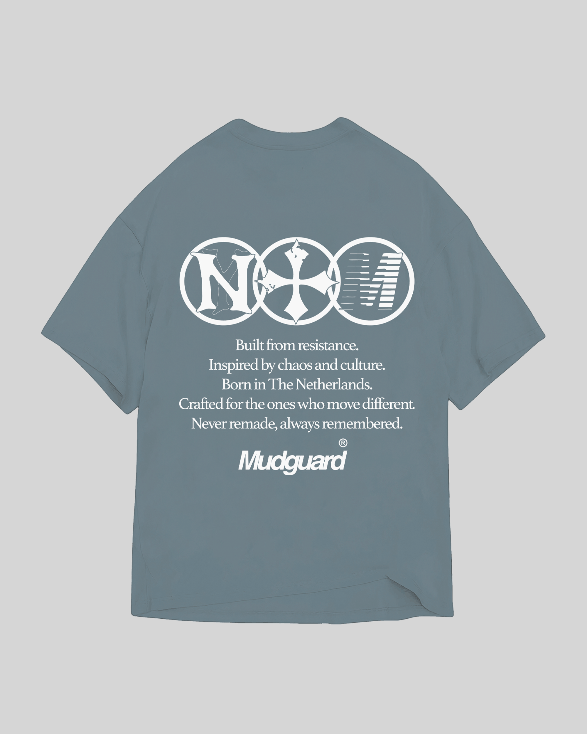 Stone grey heavyweight t shirt product back detail